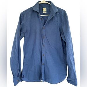 Camicissima Trendy Men's Blue Patterned Long Sleeve Button‎ Down Top Size 39
